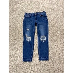 14 Buckle Vervet High-Rise Distressed Released Raw Fray Hem Skinny